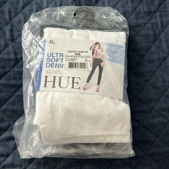 NWT HUE Women's Ultra Soft Denim High Waist Skimmer Legging, Size XL, White - Picture 3 of 3